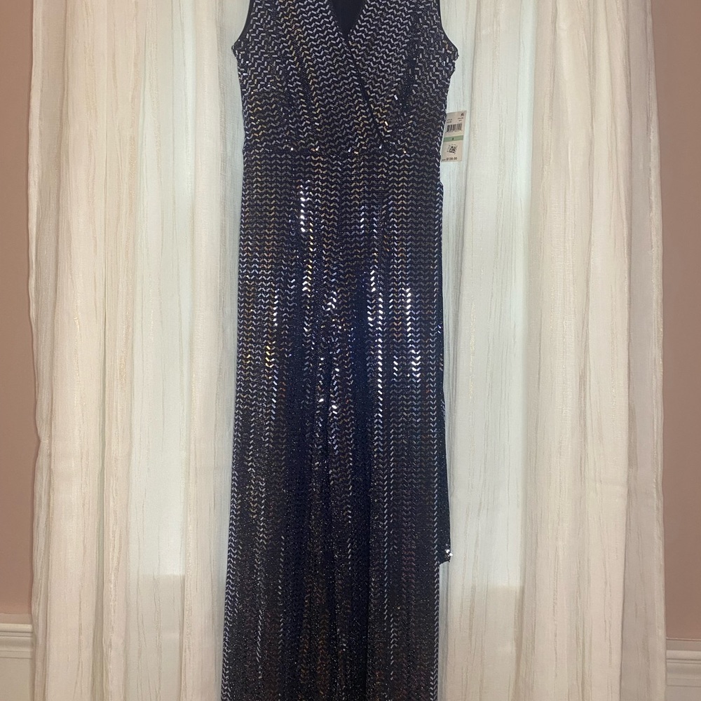 Donna Rocco Sequin Belted Jumpsuit